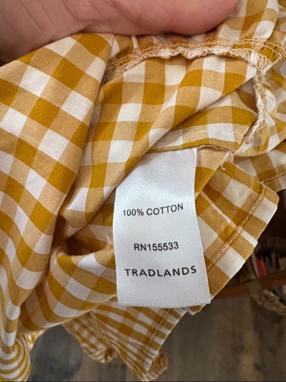 Tradlands Mustard and White Gingham Dress - Picture 2 of 4